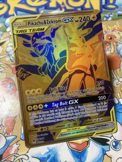 Pikachu & Zekrom GX SM248 NM/M S&M Full Art Promo Gold Pokemon TCG - Image 2