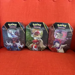 Pokemon TCG Divergent Powers Tins Set of 3 Sealed: Decidueye Samurot Typhlosion - Image 1