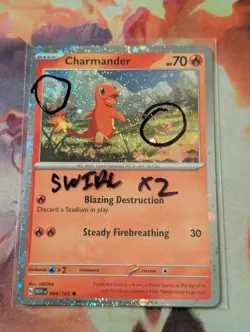 Charmander ~2x Swirl~ 004/165 Scarlet & Violet 151 Cosmos Holo Pokemon TCG NM - Image 1