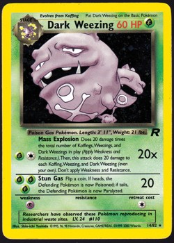 Dark Weezing 14/82 Team Rocket Holo 2000 Pokemon TCG Card MP - Image 1