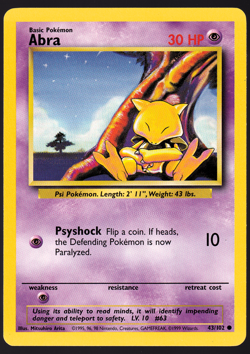 Abra 43/102 Base Set 1999 Pokemon TCG Card NM - Image 1