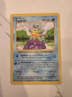 Squirtle Shadowless 63/102 Ungraded Base Set Pokemon Card 1999 - NM - Image 1