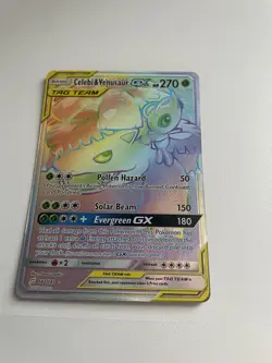 Celebi & Venusaur GX Holo Card 182/181 Secret Team Up Edition - Image 4