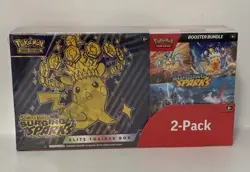 2 Pack 2025 Pokemon TCG Costco Surging Sparks ETB & Booster Bundle Trading Cards - Image 1