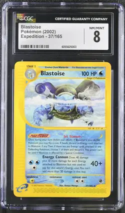 CGC 8 Blastoise 2002 Expedition 37/165 Pokemon Card - Image 1