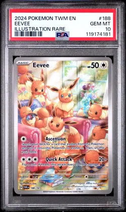 2024 POKEMON TWM EN-TWILIGHT MASQUERADE 188 EEVEE ILLUSTRATION RARE PSA 10 - Image 1
