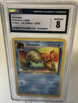 Omanyte ~Pokemon (1999) 1st EDITION~ Fossil - 52/62. CGC 8 NM/MINT Graded SLAB - Image 1