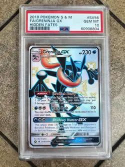 Shiny Greninja GX 2019 Pokemon Sun & Moon Hidden Fates Full Art FA #SV56 PSA 10 - Image 1