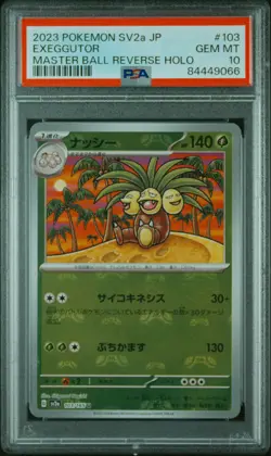 2023 POKEMON JPN SV2A-POKEMON 151 MASTER BALL REVERSE HOLO #103 EXEGGUTOR PSA 10 - Image 1
