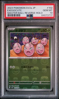 2023 POKEMON JPN SV2A-POKEMON 151 MASTER BALL REVERSE HOLO #102 EXEGGCUTE PSA 10 - Image 1