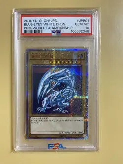 Blue Eyes White Dragon 20th PSA10 YuGiOh Card WCS2018 Ultra Rare - Image 1