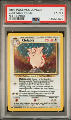 1999 POKEMON JUNGLE NO SYMBOL #1 CLEFABLE-HOLO PSA 6 - Image 1