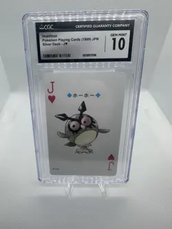 1999 POKEMON SILVER VERSION PLAYING CARDS JACK OF HEARTS #163 HOOTHOOT GEM 10 - Image 1