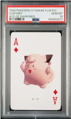 PSA10 1998 POKEMON STADIUM YELLOW VERSION PLAYING CARDS CLEFAIRY ACE OF DIAMONDS - Image 1