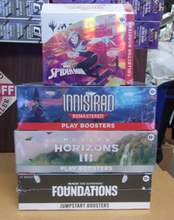 MTG MODERN 3 + INNISTRAD PLAY + FOUNDATIONS JUMPSTART + SPIDERMAN COLLECTOR - Image 1