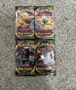 Pokemon Sword & Shield VIVID VOLTAGE Sealed Booster Packs x4 Complete Art Set - Image 1