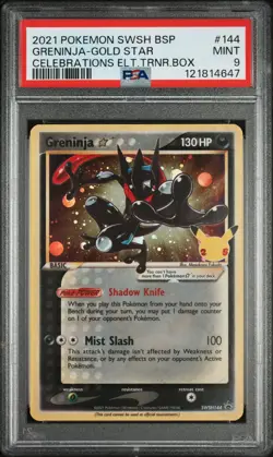 2021 POKEMON SWSH BLACK STAR PROMO #144 GRENINJA-GOLD STAR PSA 9 - Image 1