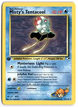 Pokemon 1st Edition Misty's Tentacool (32) Rare Gym Heroes 032/132 NM - Image 1
