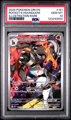 2025 POKEMON DRI EN-DESTINED RIVALS #191 TEAM ROCKET'S HOUNDOOM PSA 10 - Image 1