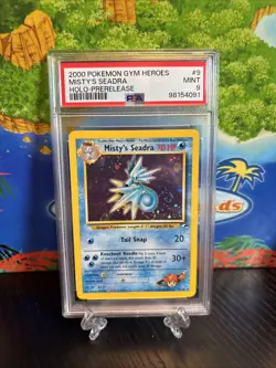 POKEMON GYM HEROES MISTY'S SEADRA 9/132 HOLO PRERELEASE PSA 9 DOUBLE SWIRL - Image 1