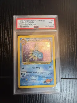 POKEMON GYM HEROES MISTY'S SEADRA 9/132 HOLO PRERELEASE PSA 9 DOUBLE SWIRL - Image 2
