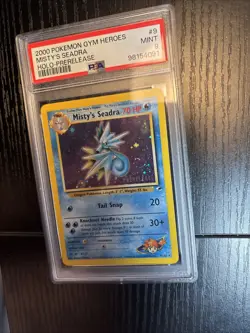 POKEMON GYM HEROES MISTY'S SEADRA 9/132 HOLO PRERELEASE PSA 9 DOUBLE SWIRL - Image 3