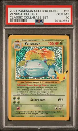 Pokemon PSA 10 GEM MINT Celebrations Venusaur 15/102 Classic Collection Holo - Image 1