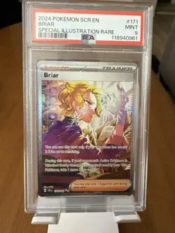 2024 POKEMON SCR EN-STELLAR CROWN SPECIAL ILLUSTRATION RARE #171 BRIAR PSA 9 - Image 1