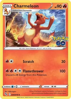 Pokemon TCG Charmeleon Pokemon GO 009/078 Regular Uncommon - Image 1