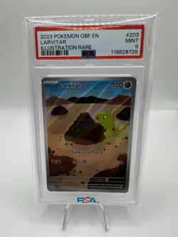 Pokemon TCG Larvitar Illustration Obsidian Flames Rare Card 203/197 PSA 9 - Image 1