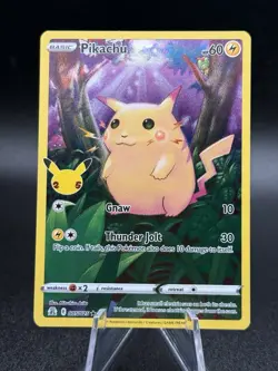 Pokemon Pikachu TCG 5/25 Celebrations Full Art Holo Card 25th Anniversary NM-M - Image 1