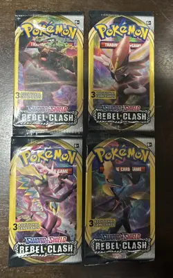 Pokemon TCG Rebel Clash Mini 3 Card Full Art Set 4 Packs - Image 1