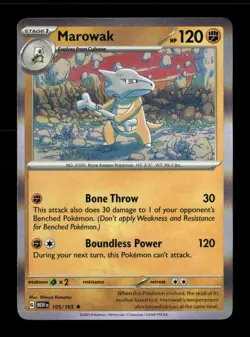 Marowak Holo Rare SV: Scarlet & Violet 151 105/165 NM Pokemon NM - Image 1