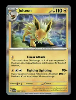 Jolteon Holo Rare SV: Scarlet & Violet 151 135/165 NM Pokemon NM - Image 1