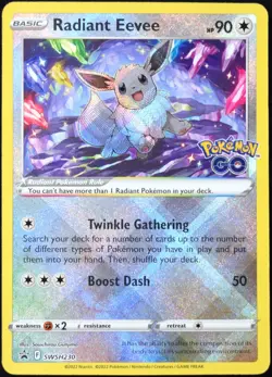 Pokemon TCG Radiant Eevee SWSH230 2022 Pokemon GO Black Star Promo Card - LP - Image 1