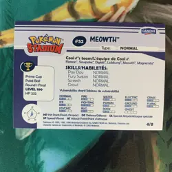 2000 Pokemon Stadium Danone Meowth #52 4/8 Foil Gold 1 - Image 2