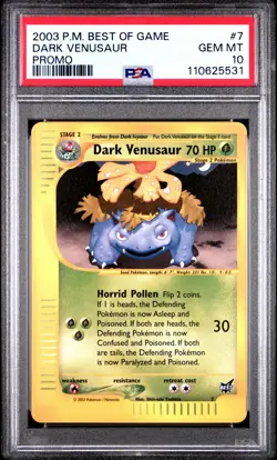 2003 POKEMON BEST OF GAME PROMO #7 DARK VENUSAUR PSA 10 - Image 1