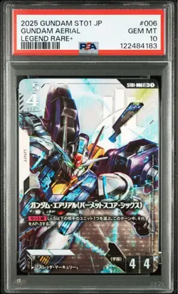 Gundam Card Game Gundam Aerial LR Plus PSA 10 Trading Card Collectible - Image 1