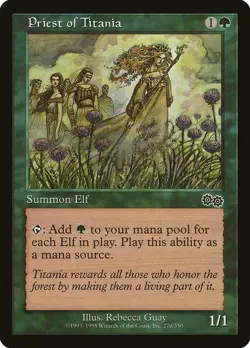 MTG Magic the Gathering Priest of Titania (270/356) Urza's Saga MP - Image 1
