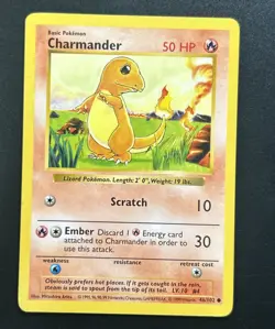Charmander 46/102 Base Set Shadowless WOTC TCG Vintage Pokemon Card - Image 1