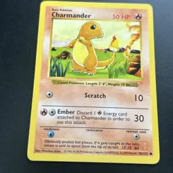Charmander 46/102 Base Set Shadowless WOTC TCG Vintage Pokemon Card - Image 2