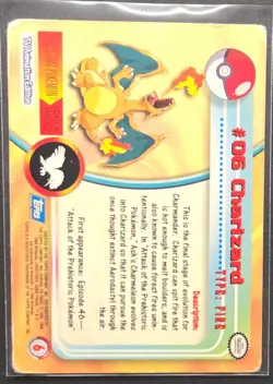 CHARIZARD - POKEMON TOPPS AUTHENTIC CARD #06 first print blue logo NON HOLO - Image 2