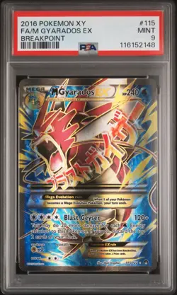 2016 POKEMON XY BREAKPOINT #115 FULL ART/M GYARADOS EX PSA 9 - Image 1
