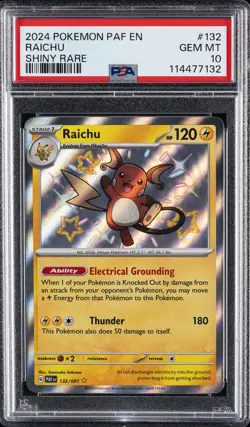 2024 POKEMON PAF EN-PALDEAN FATES SHINY RARE #132 RAICHU PSA 10 - Image 1