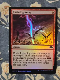 Chain Lightning FOIL Dominaria Remastered Magic MTG - Image 1