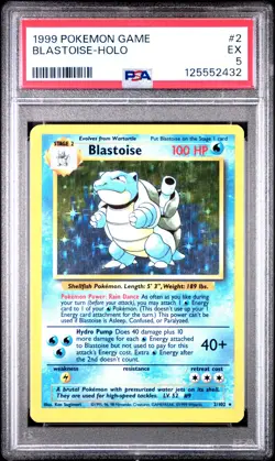 1999 Pokemon BASE SET UNLIMITED #2 2/102 BLASTOISE HOLO PSA 5 - Image 2