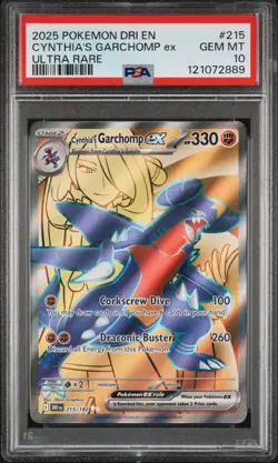2025 POKEMON DRI EN-DESTINED RIVALS ULTRA RARE #215 CYNTHIA'S GARCHOMP EX PSA 10 - Image 1