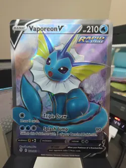 VAPOREON V Evolving Skies POKEMON FullArt Holo RAPID STRIKE Trading Card 172/203 - Image 1