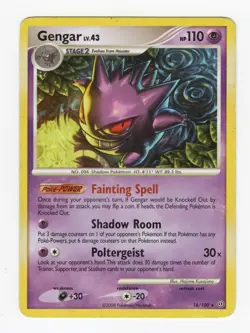 Pokemon 2008 Gengar Non Holo 18/100 Card LV43 Stage 2 - Image 1