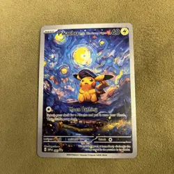 Pokemon Pikachu Starry Night Van Gogh Beautiful Moon ACG Star Trading Card - NM - Image 1